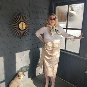 Elegant Cream Satin Skirt Abercrombie &Fitch xl